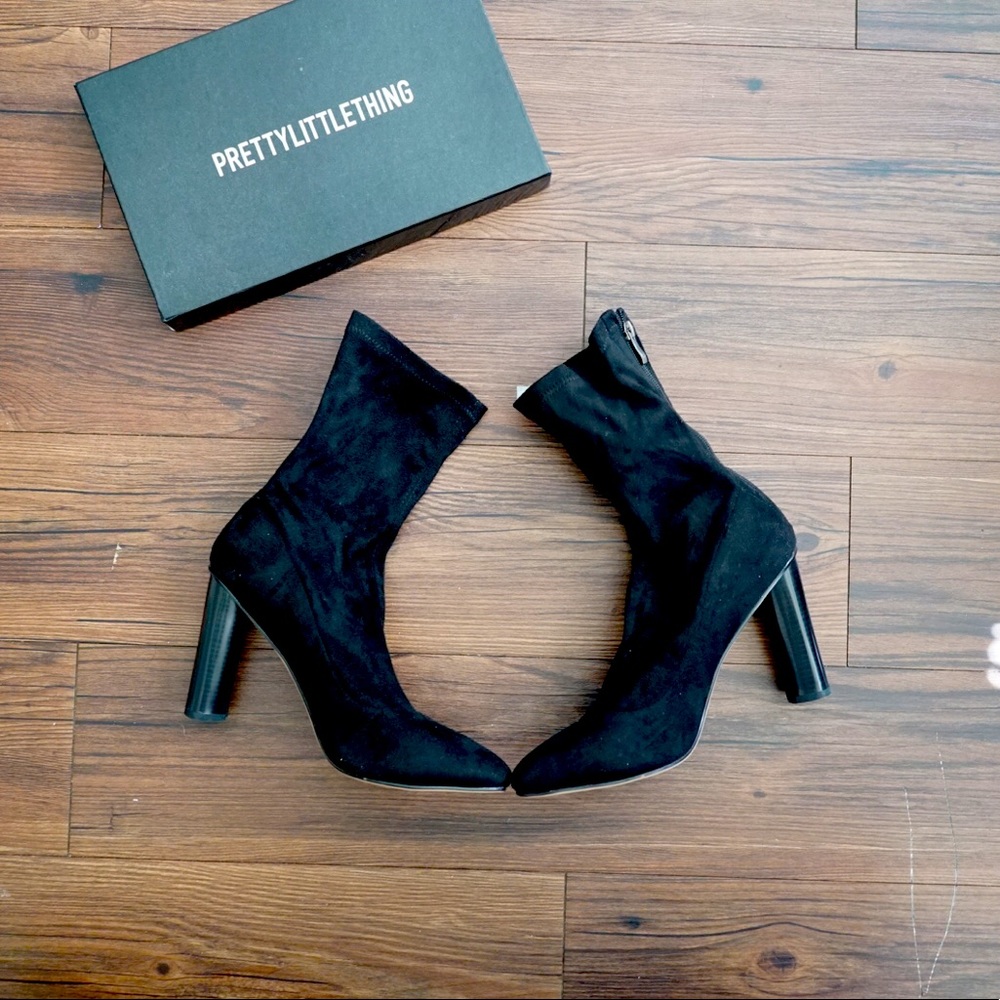 PrettyLittleThing Sock Ankle Pointed Block Heels
